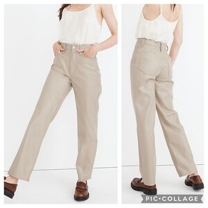 Madewell Pumice Tan The Perfect Vintage Straight Jean Faux Leather Pants Size 31
